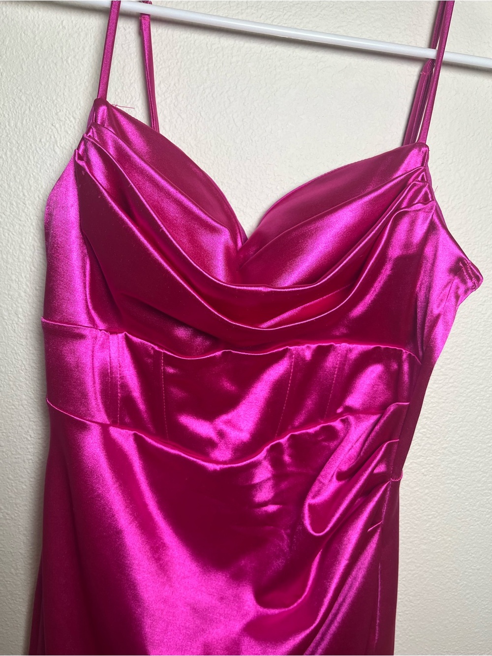Windsor Hot Pink Satin Cowl Neck Slip Dress